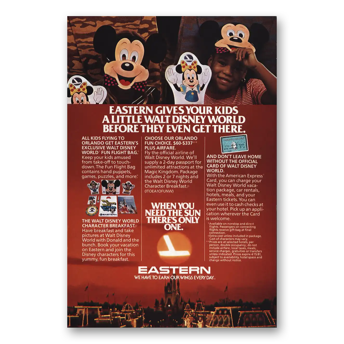 1981 Eastern Airlines Gives Your Kids a Little Walt Disney World Vintage Magazine Print Ad