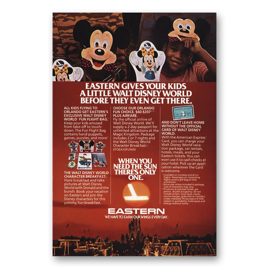 1981 Eastern Airlines Gives Your Kids a Little Walt Disney World Vintage Magazine Print Ad