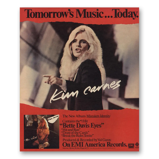 1981 Kim Carnes Promo Bette Davis Eyes Vintage Magazine Print Ad