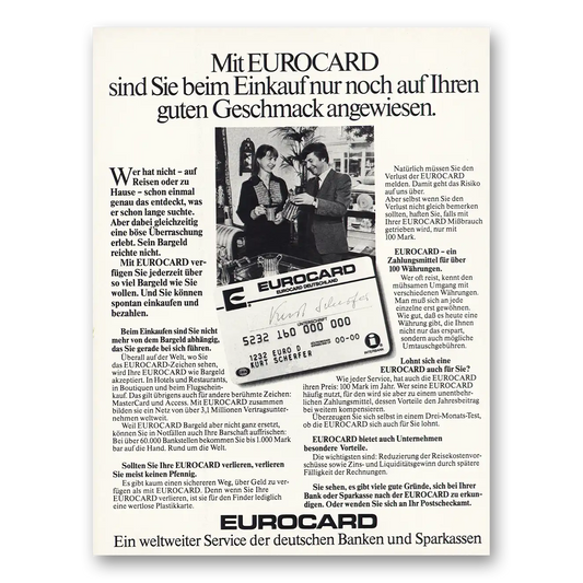 1981 Eurocard German Vintage Magazine Print Ad