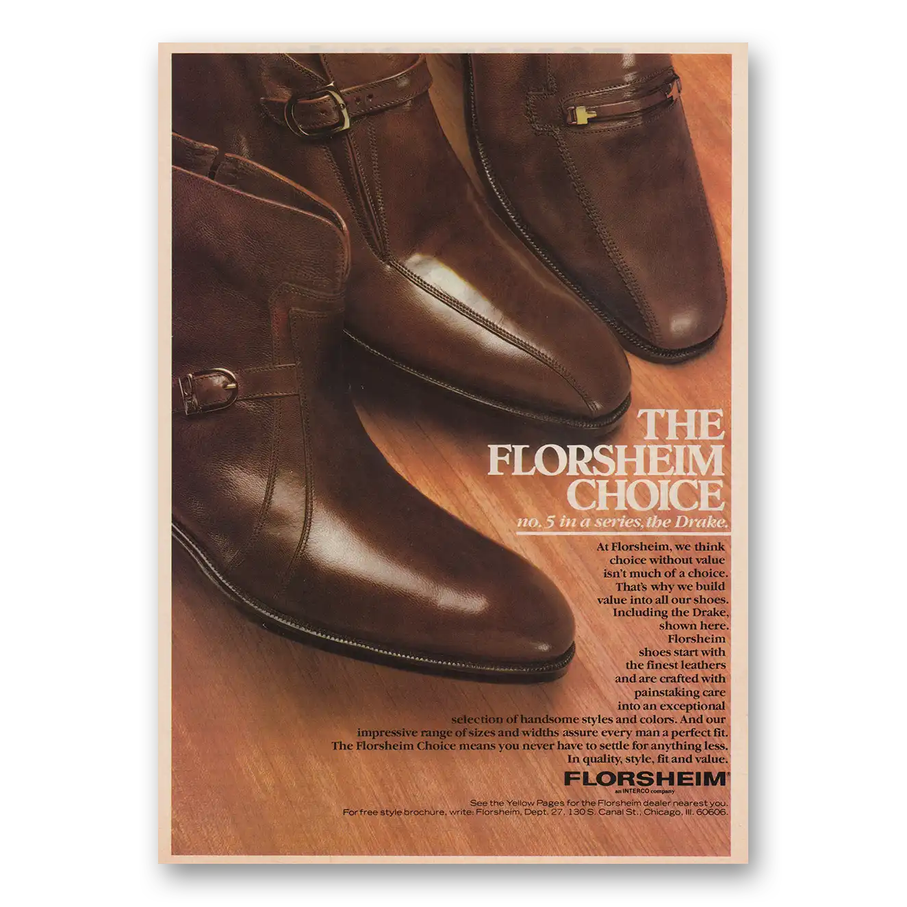 1981 Florsheim Shoes Drake Vintage Magazine Print Ad