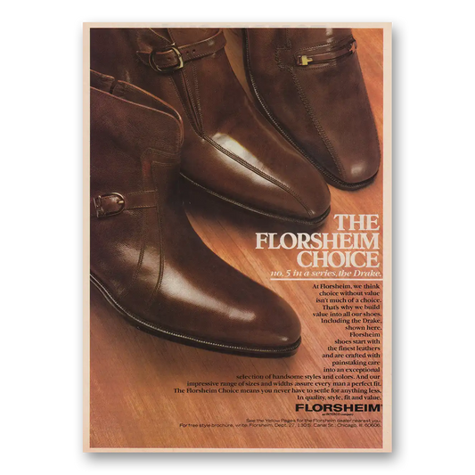 1981 Florsheim Shoes Drake Vintage Magazine Print Ad