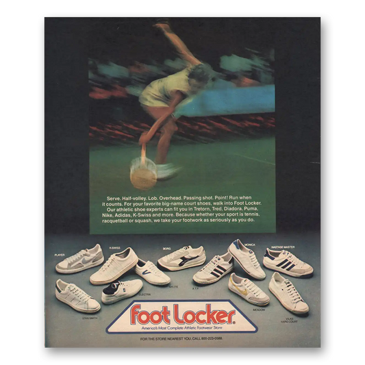 1981 Foot Locker Serve Half Volley Lob Vintage Magazine Print Ad