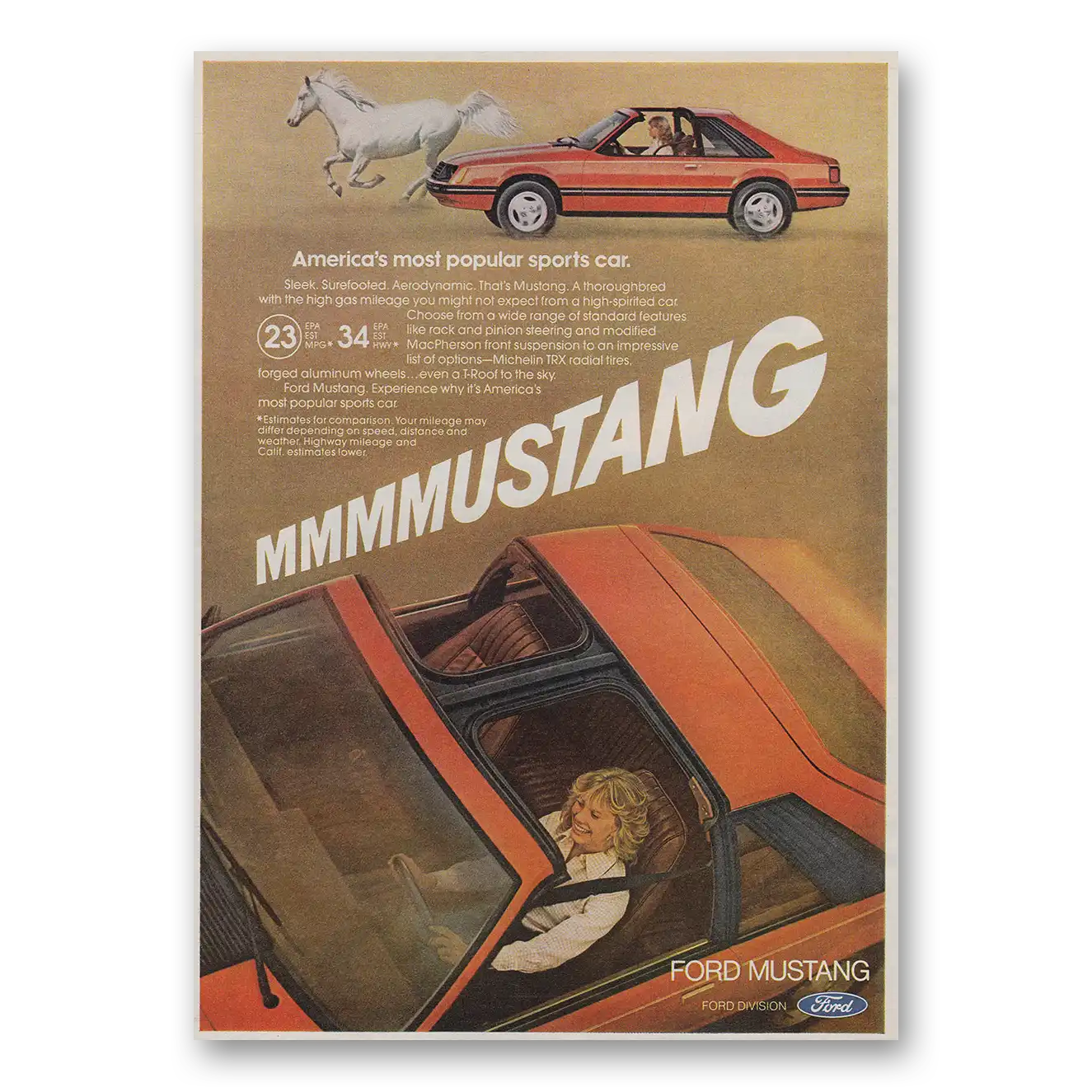 1980 Ford Mustang Americas Most Popular Sports Car Vintage Magazine Print Ad