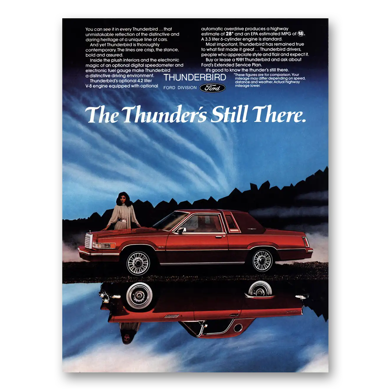 1981 Ford Thunderbird Thunders Still There Vintage Magazine Print Ad