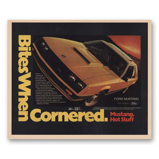 1981 Ford Mustang Bites When Cornered Vintage Magazine Print Ad