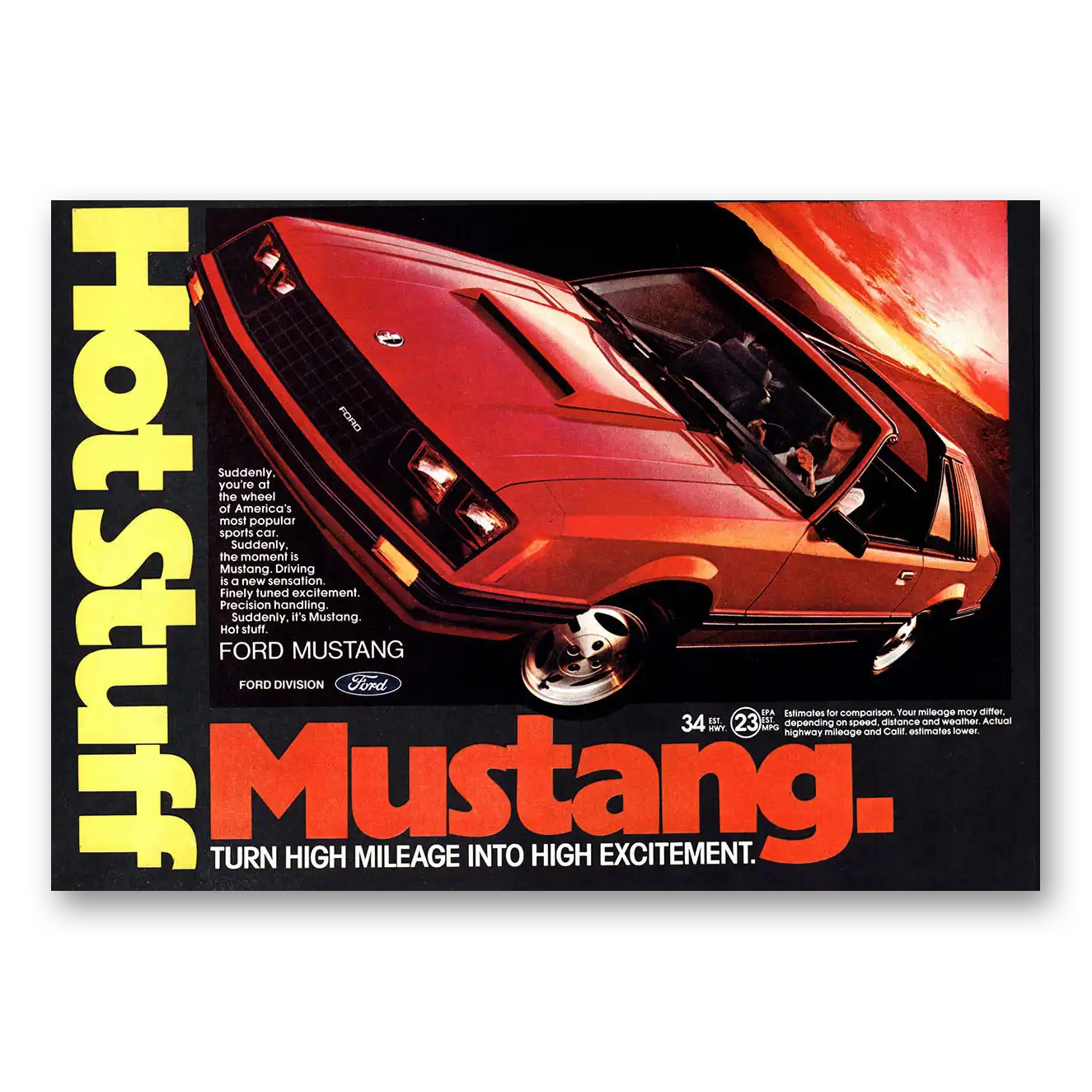 1981 Ford Mustang Hot Stuff Vintage Magazine Print Ad