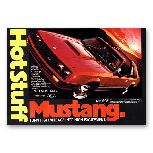 1981 Ford Mustang Hot Stuff Vintage Magazine Print Ad