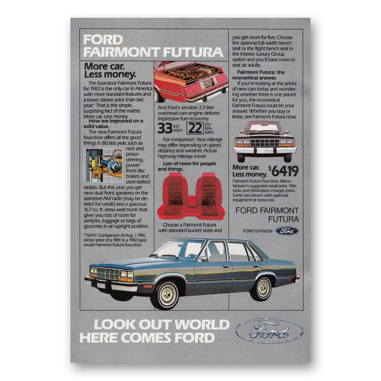 1981 Ford Fairmont Look Out World Vintage Magazine Print Ad