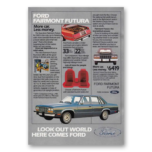 1981 Ford Fairmont Look Out World Vintage Magazine Print Ad