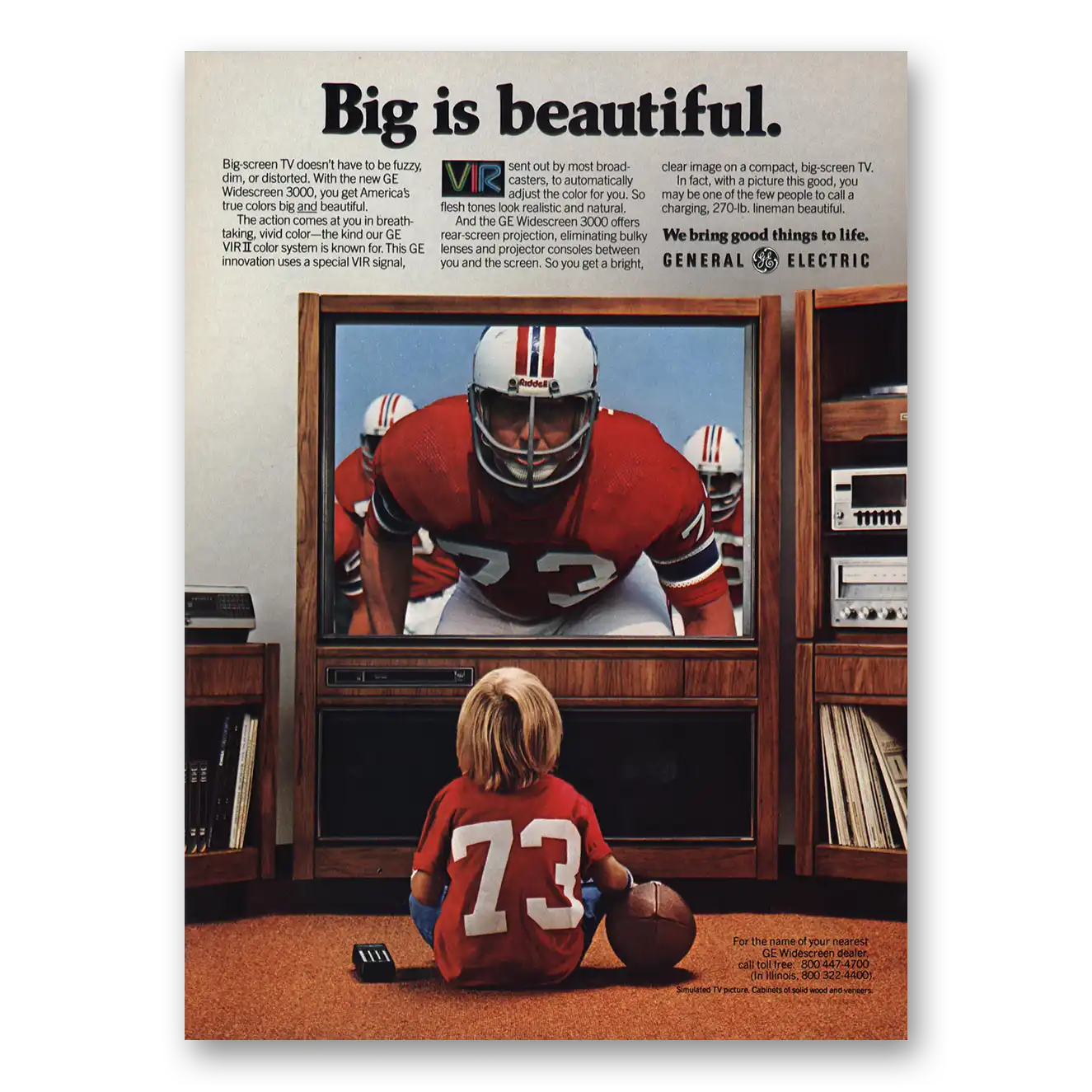 1981 General Electric Television Big Is Beautiful Vintage Magazine Print Ad