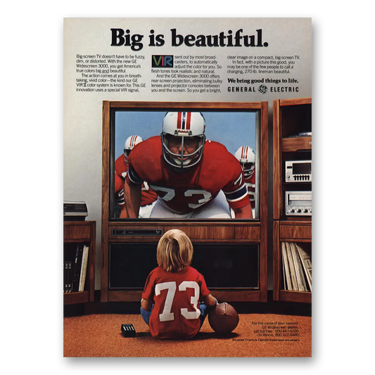 1981 General Electric Television Big Is Beautiful Vintage Magazine Print Ad