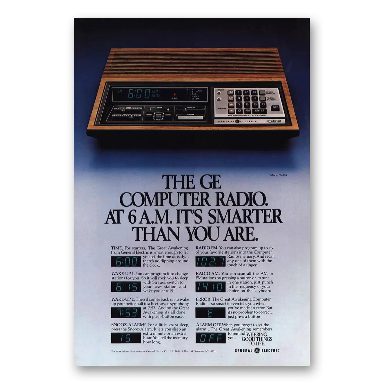 1981 General Electric Radio Computer Radio Smarter Vintage Magazine Print Ad