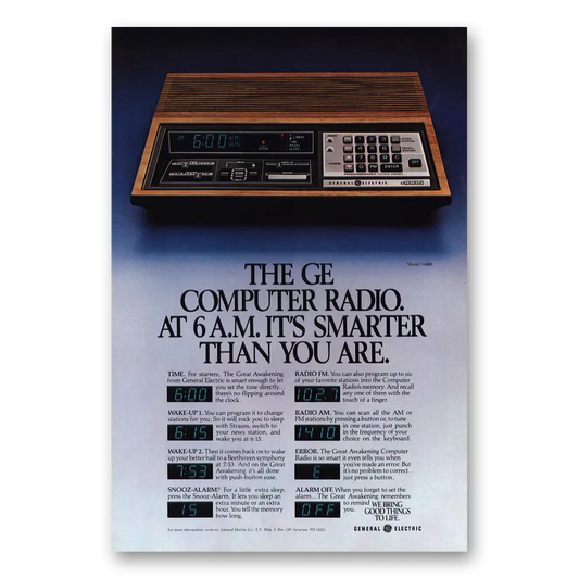 1981 General Electric Radio Computer Radio Smarter Vintage Magazine Print Ad