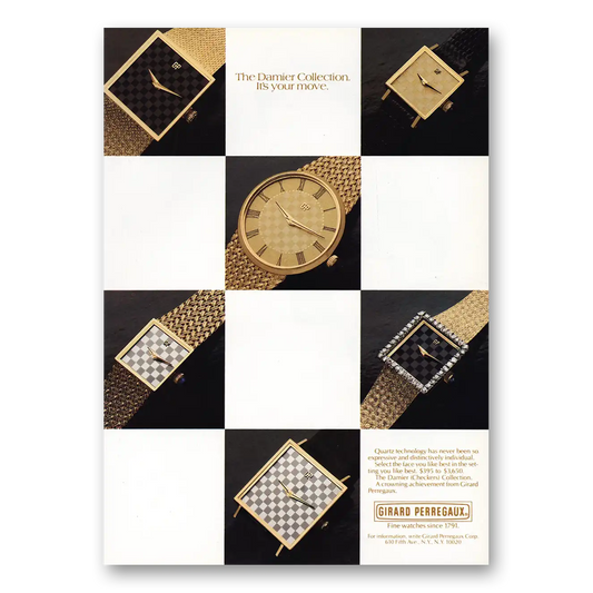 1981 Girard Perregaux Damier Collection Vintage Magazine Print Ad