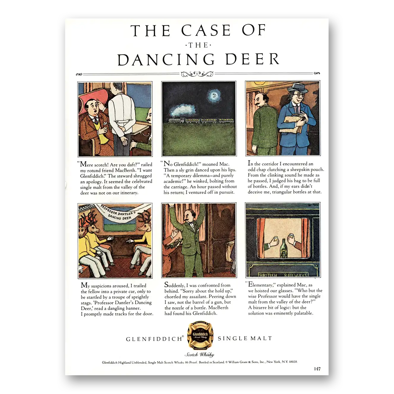 1981 Glenfiddich Case of the Dancing Deer Vintage Magazine Print Ad