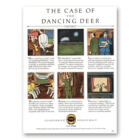 1981 Glenfiddich Case of the Dancing Deer Vintage Magazine Print Ad