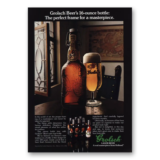 1981 Grolsch Beer 16 Ounce Bottle Vintage Magazine Print Ad