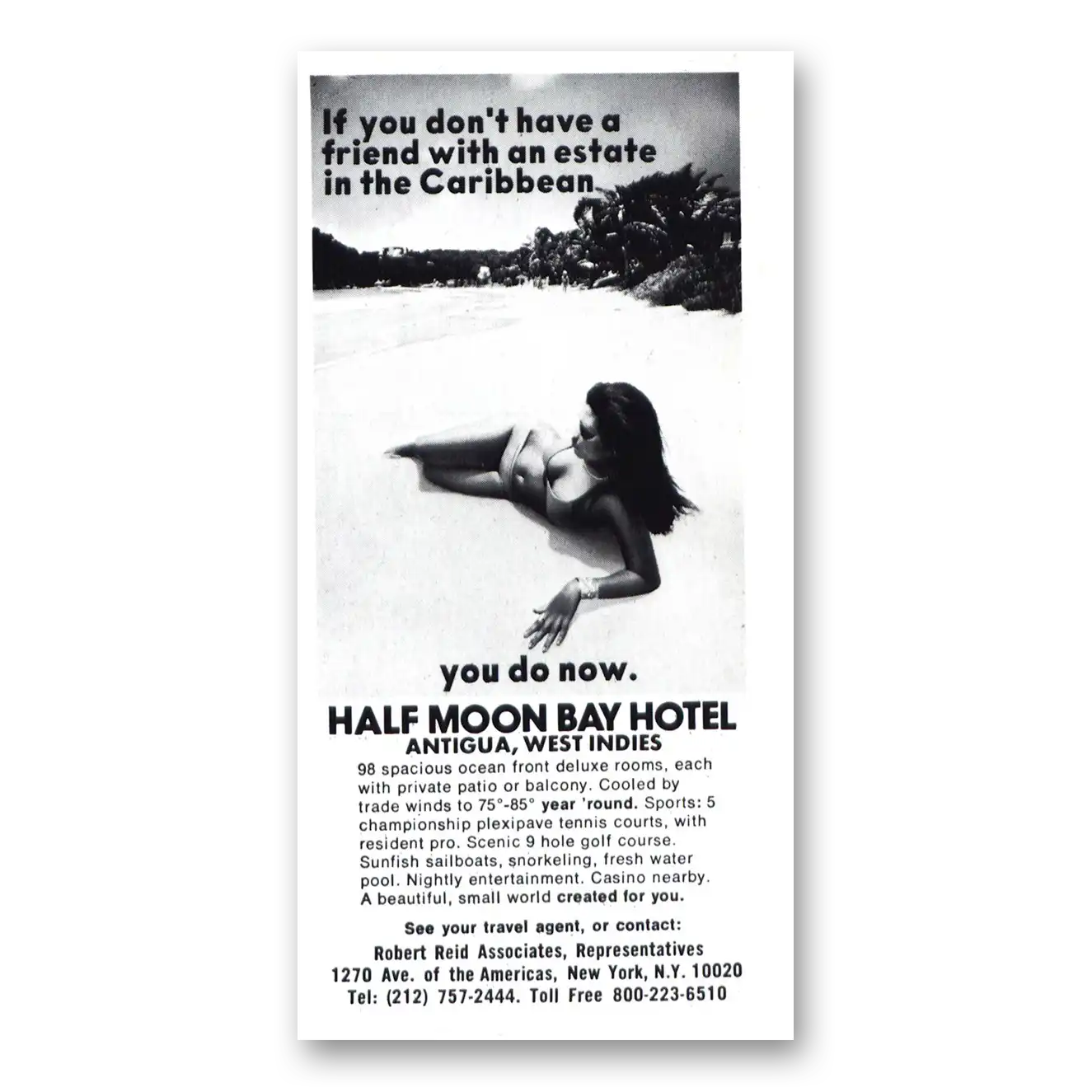 1981 Half Moon Bay Hotel Antigua West Indies Vintage Magazine Print Ad