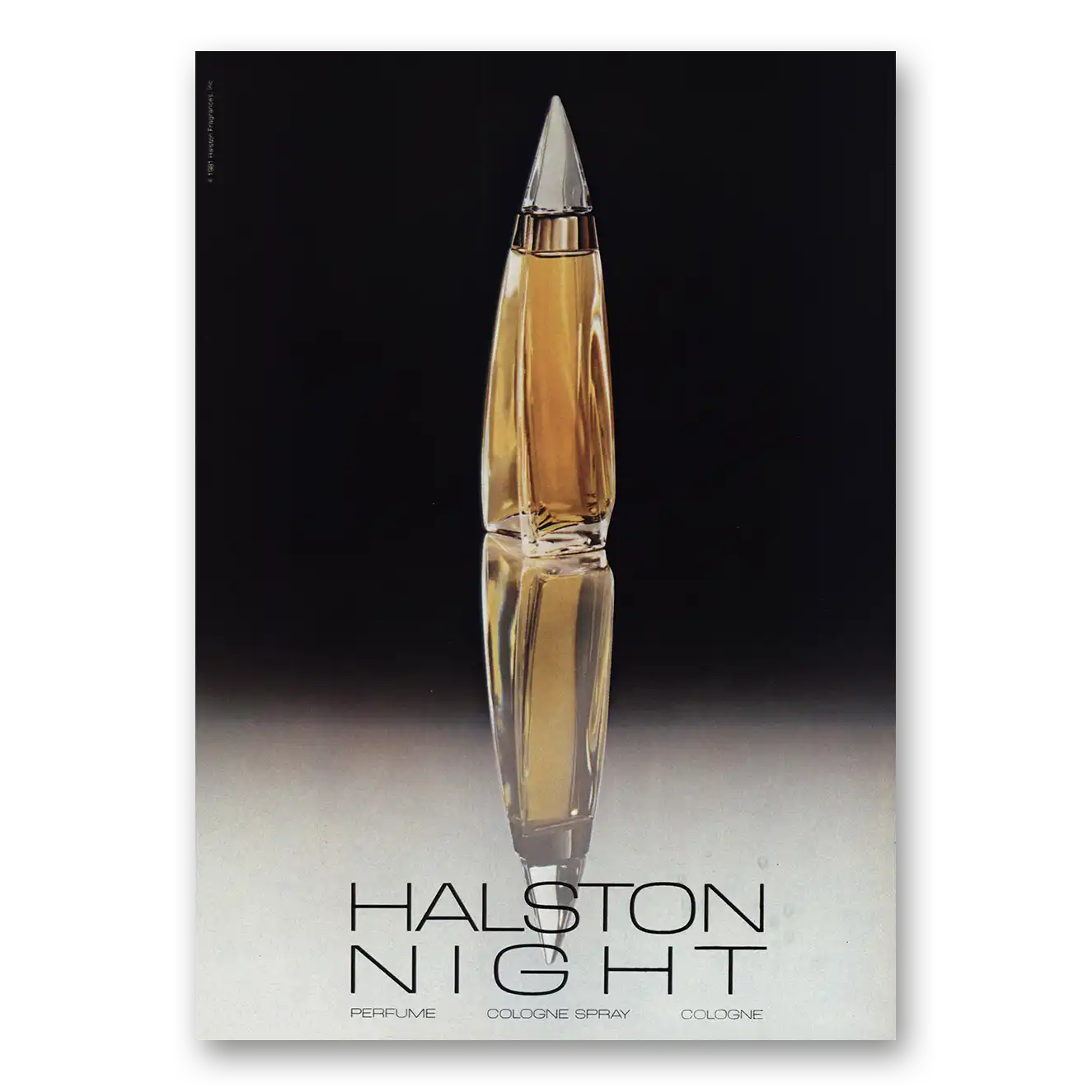 1981 Halston Night Perfume Vintage Magazine Print Ad