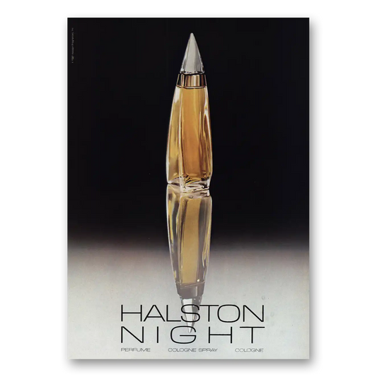 1981 Halston Night Perfume Vintage Magazine Print Ad