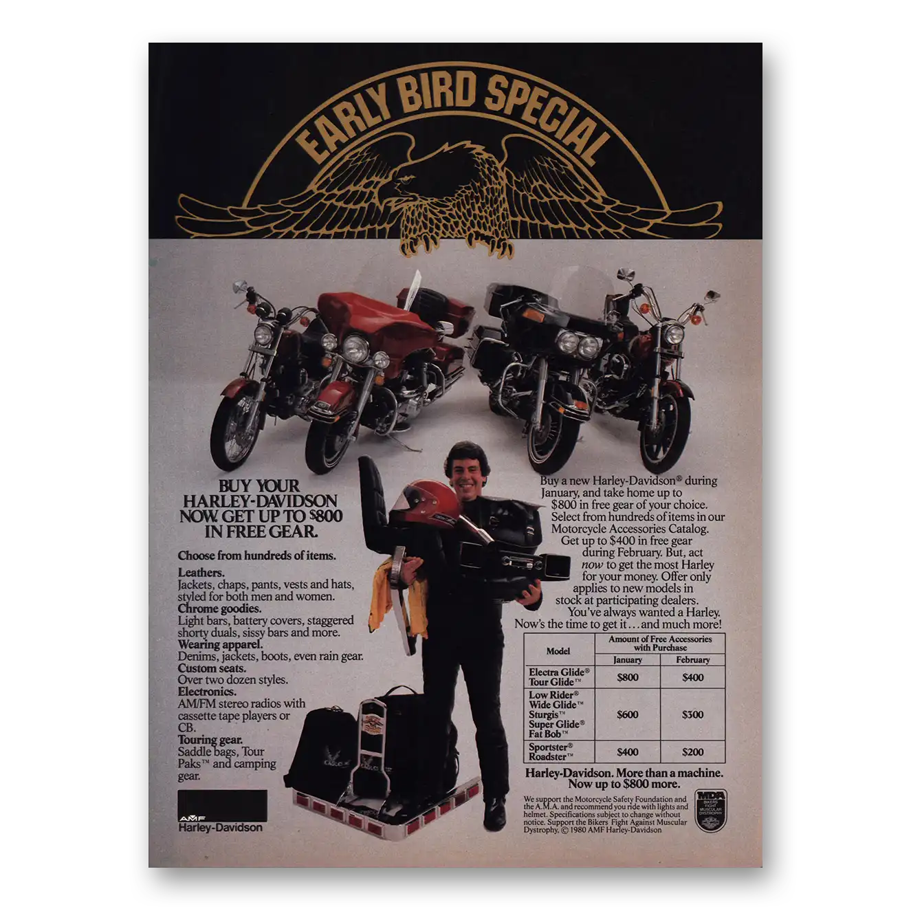 1981 Harley Davidson Early Bird Special Vintage Magazine Print Ad