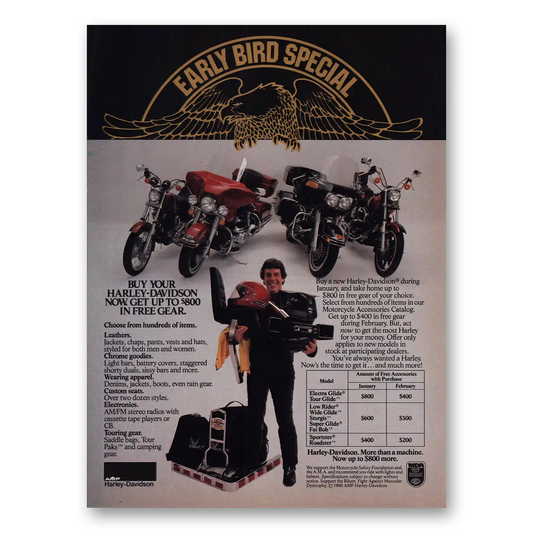 1981 Harley Davidson Early Bird Special Vintage Magazine Print Ad