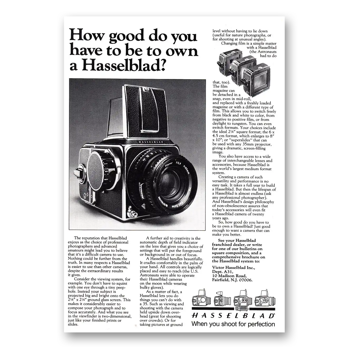 1981 Hasselblad How Good Do You Have To Be Vintage Magazine Print Ad