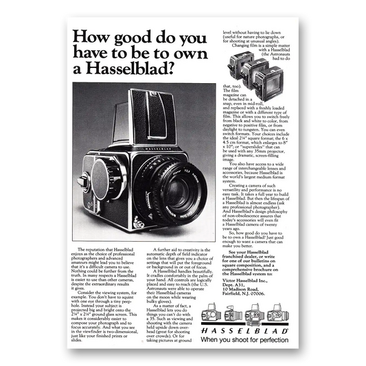 1981 Hasselblad How Good Do You Have To Be Vintage Magazine Print Ad