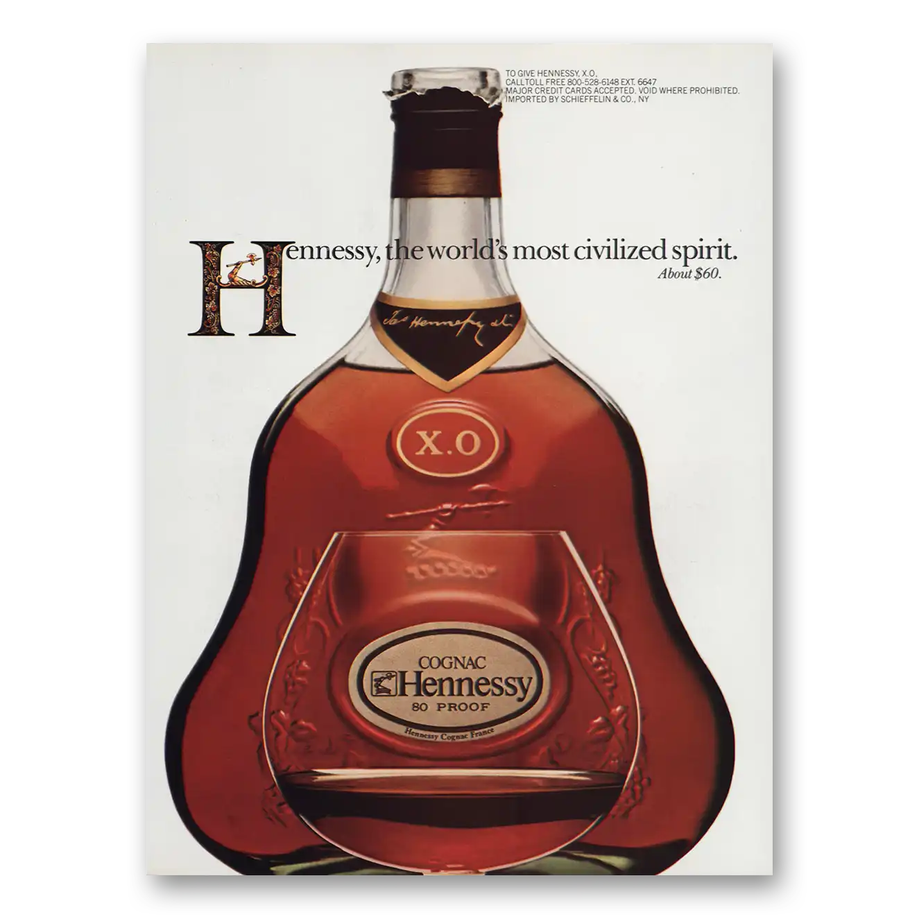 1981 Hennessy Cognac Most Civilized Spirit Vintage Magazine Print Ad