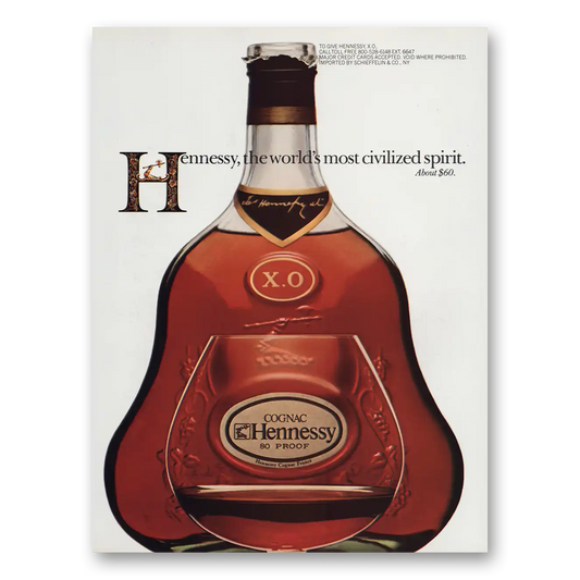 1981 Hennessy Cognac Most Civilized Spirit Vintage Magazine Print Ad