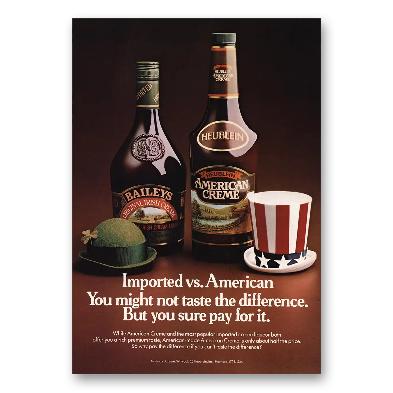 1981 Heublein Imported vs American Vintage Magazine Print Ad