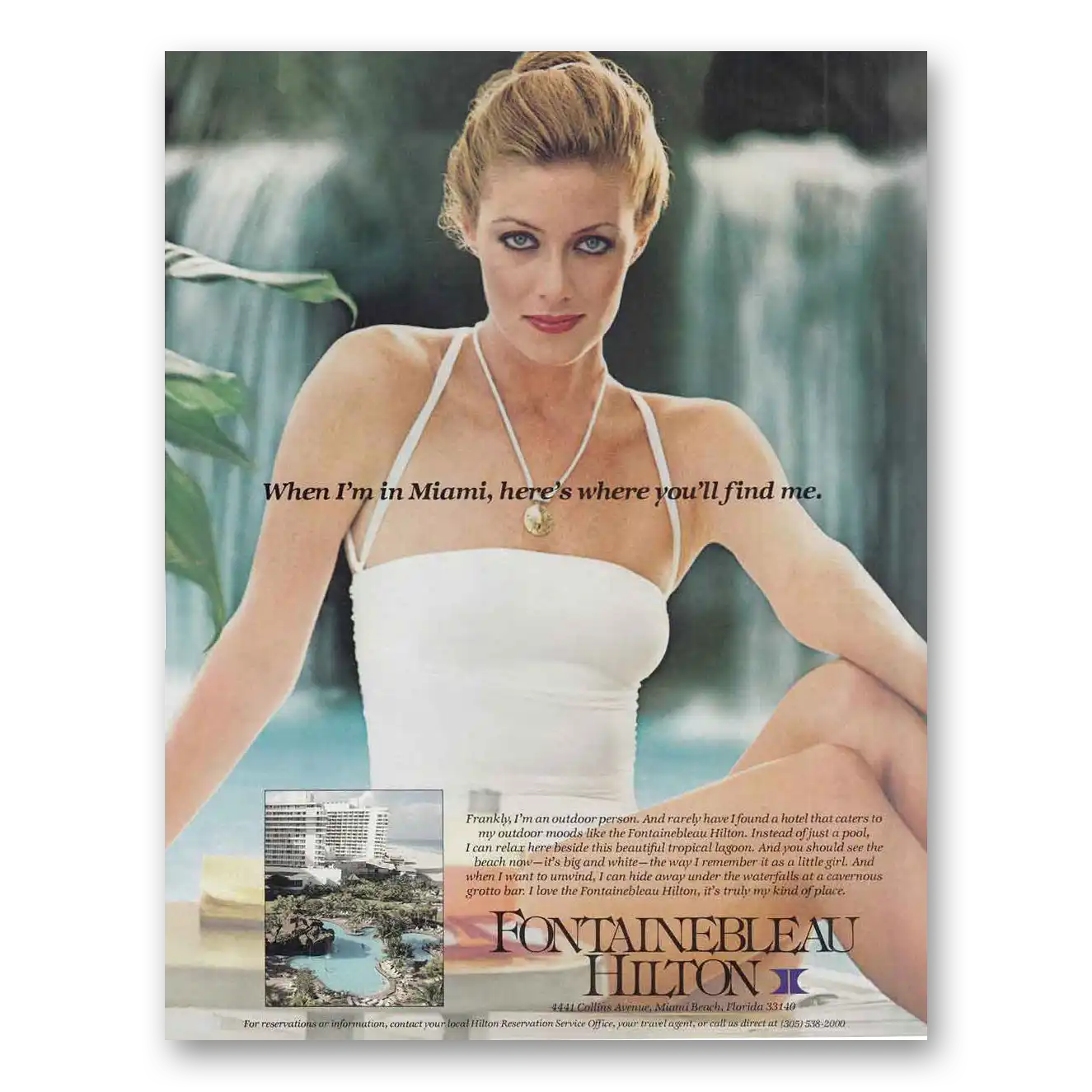 1981 Fontainebleau Hilton When Im In Miami Vintage Magazine Print Ad