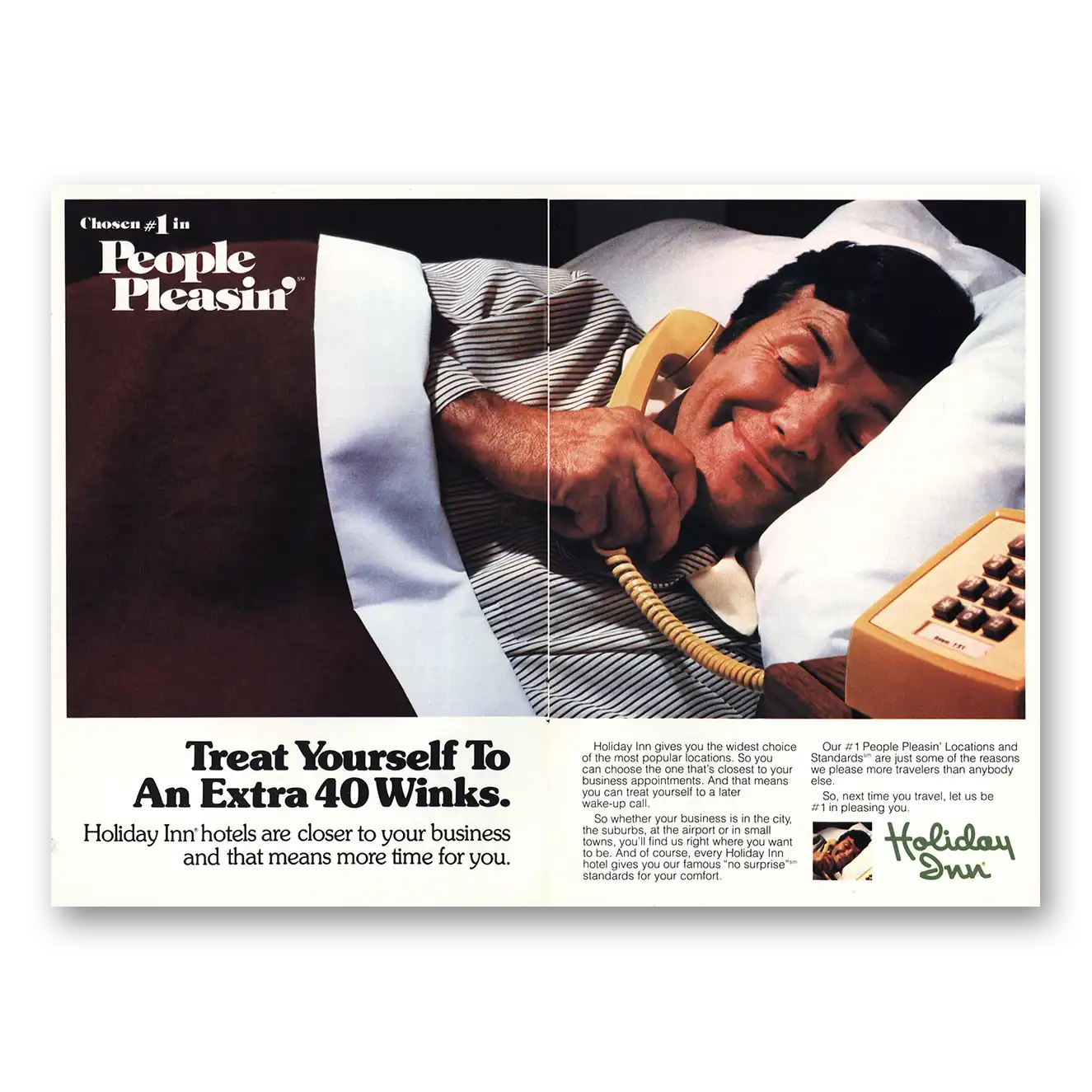 1981 Holiday Inn Treat Yourself Extra 40 Winks Vintage Magazine Print Ad