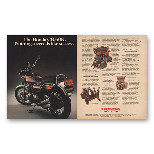 1981 Honda Motorcycle CB750K Nothing Succeeds Like Success Vintage Magazine Print Ad