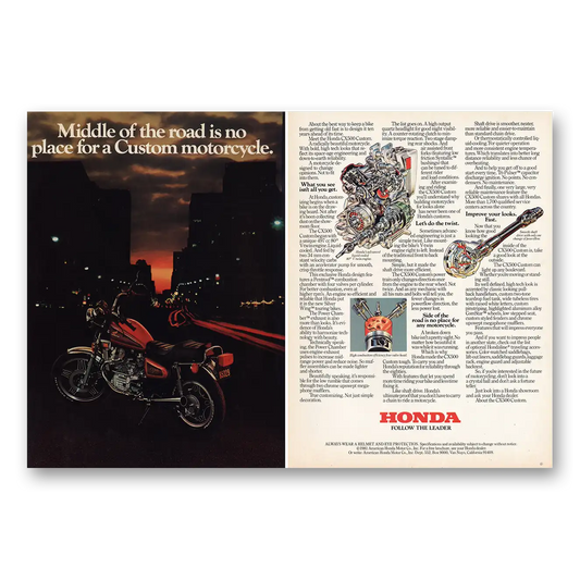 1981 Honda Motorcycle CX500 Custom Motorcycle Middle of the Road Vintage Magazine Print Ad