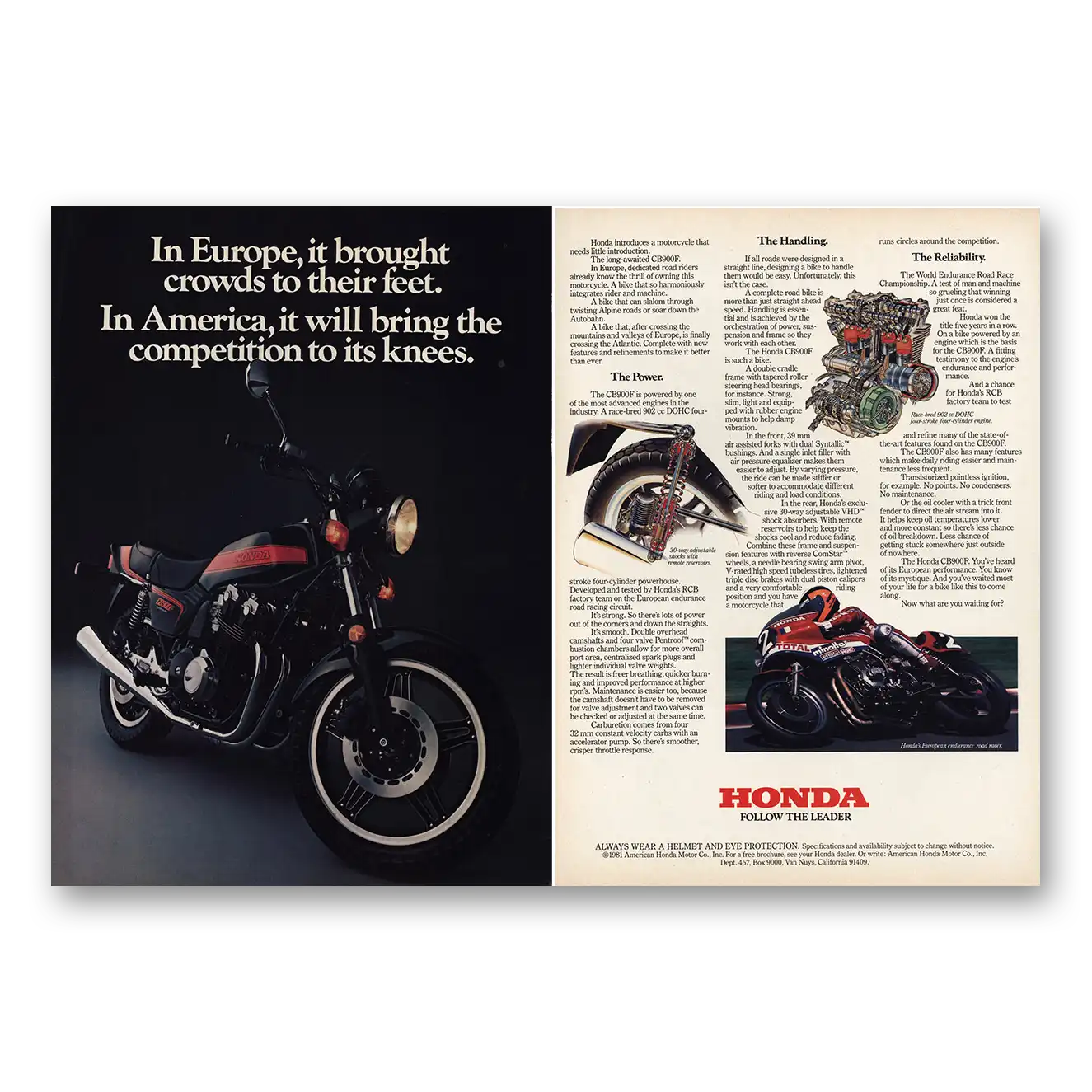 1981 Honda Motorcycle CB900F Motorcycle Europe Brought Crowds to Their Feet Vintage Magazine Print Ad