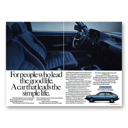 1981 Honda Accord People Who Lead Good Life Vintage Magazine Print Ad