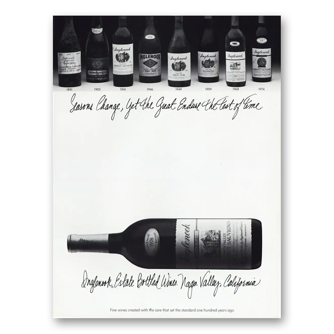 1981 Inglenook Wine Seasons Change Great Endure Vintage Magazine Print Ad