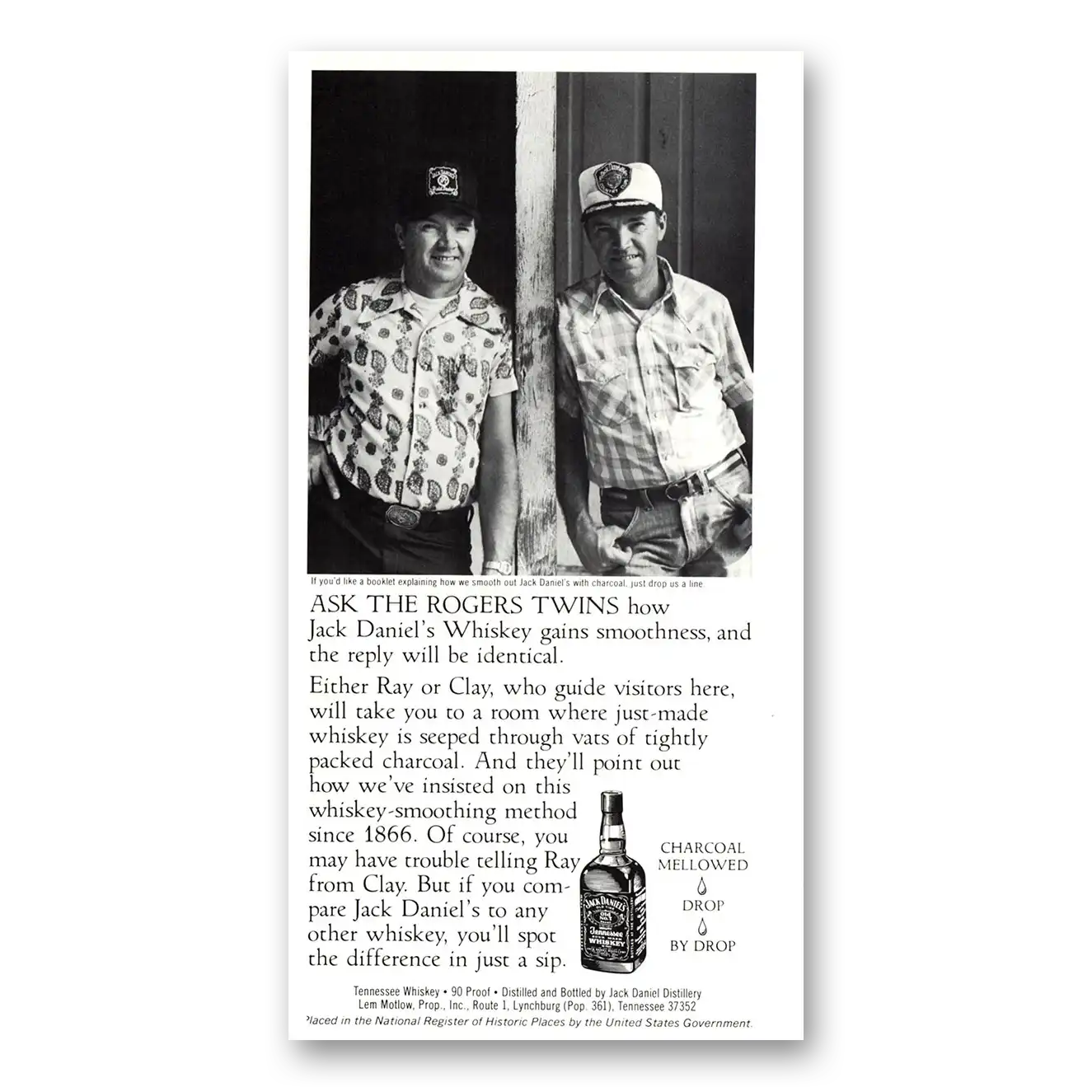 1981 Jack Daniels Ask the Rogers Twins Vintage Magazine Print Ad