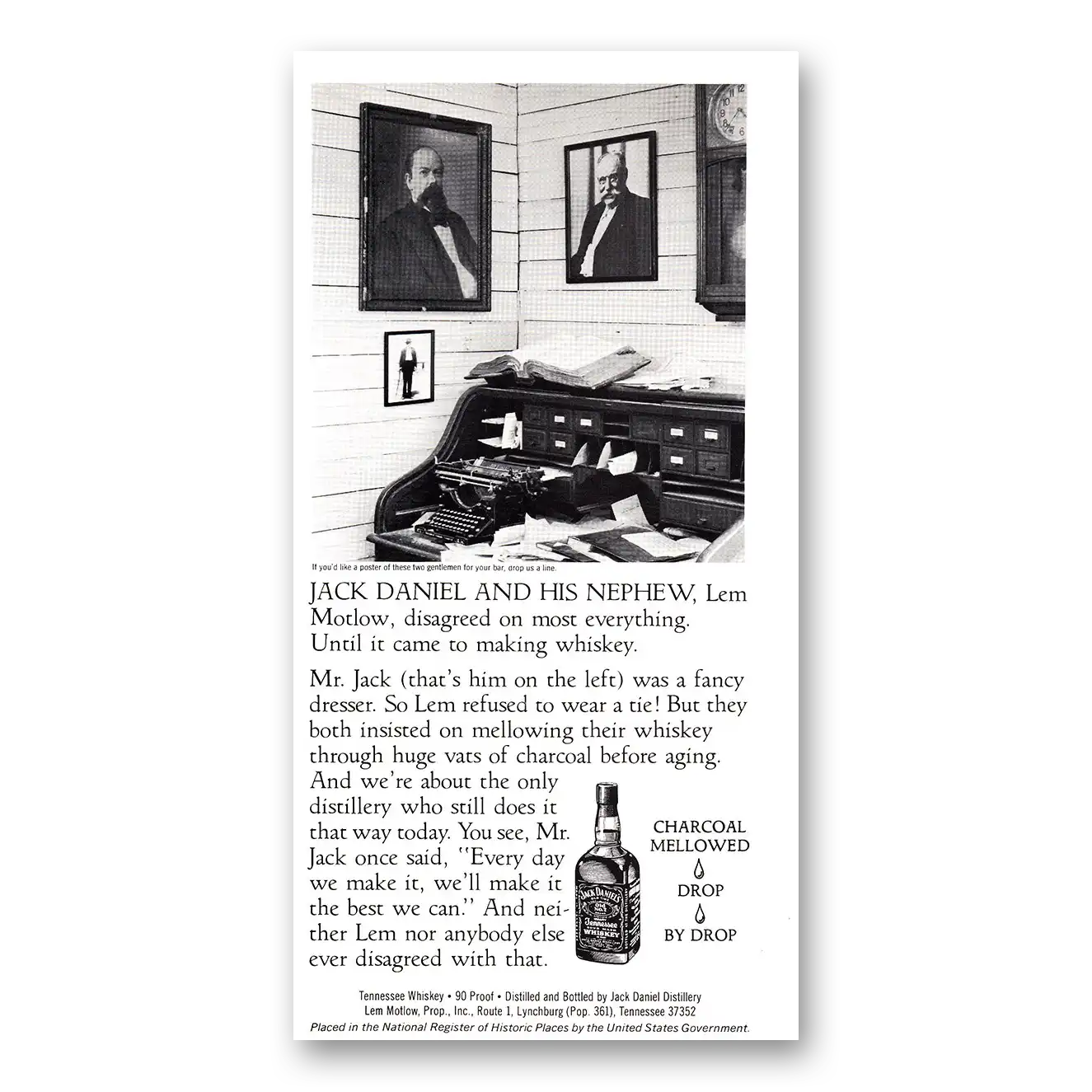 1981 Jack Daniels Jack Daniel and His Nephew Lem Motlow Vintage Magazine Print Ad