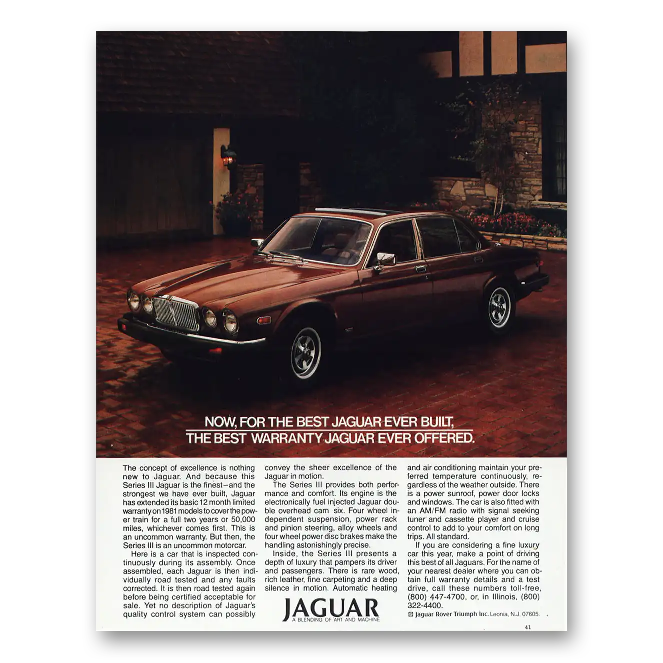 1981 Jaguar Series III Best Ever Built Best Warranty Vintage Magazine Print Ad