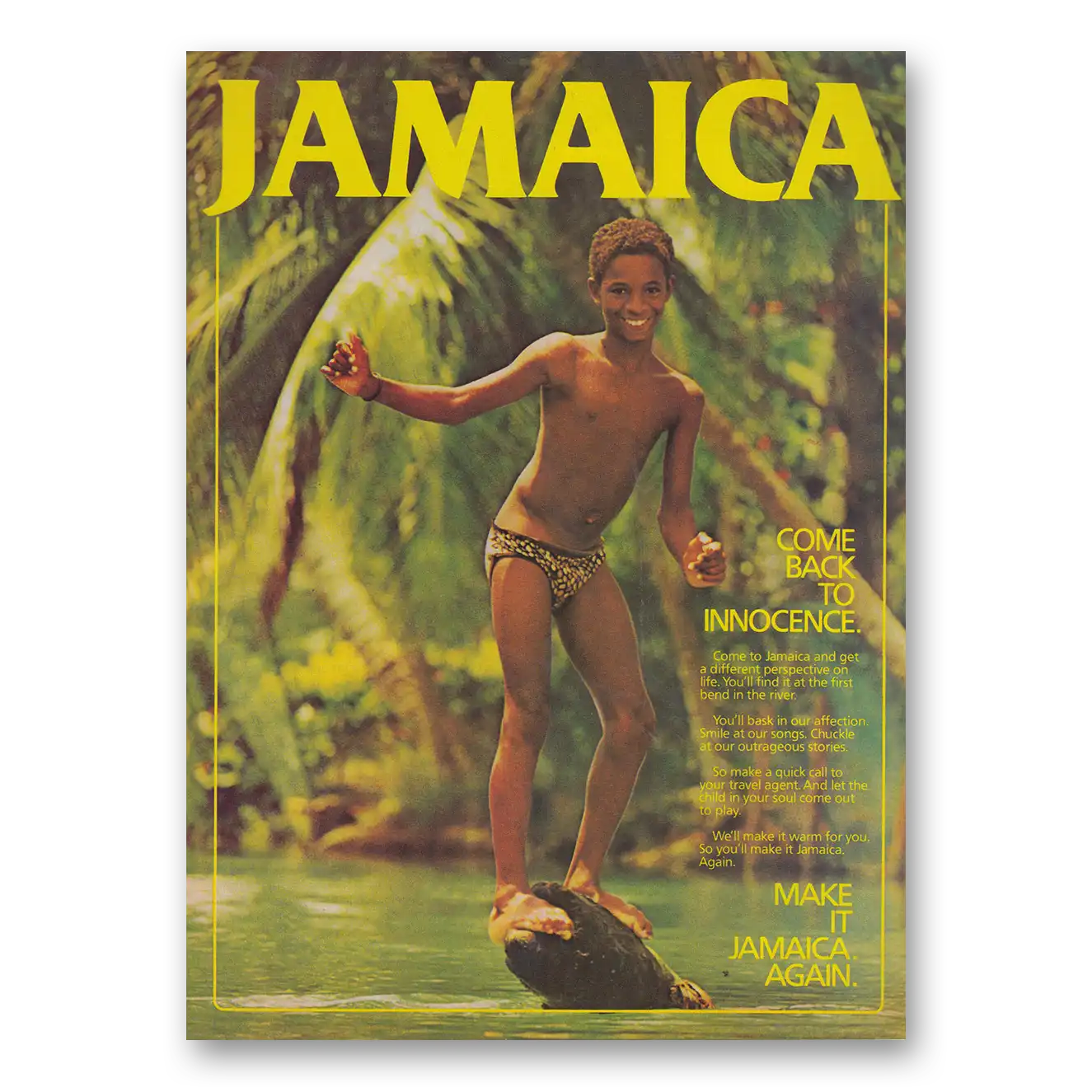 1981 Jamaica Come Back to Innocence Vintage Magazine Print Ad