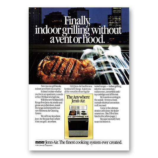 1981 Jenn-Air Range Indoor Grilling Without a Vent or Hood Vintage Magazine Print Ad