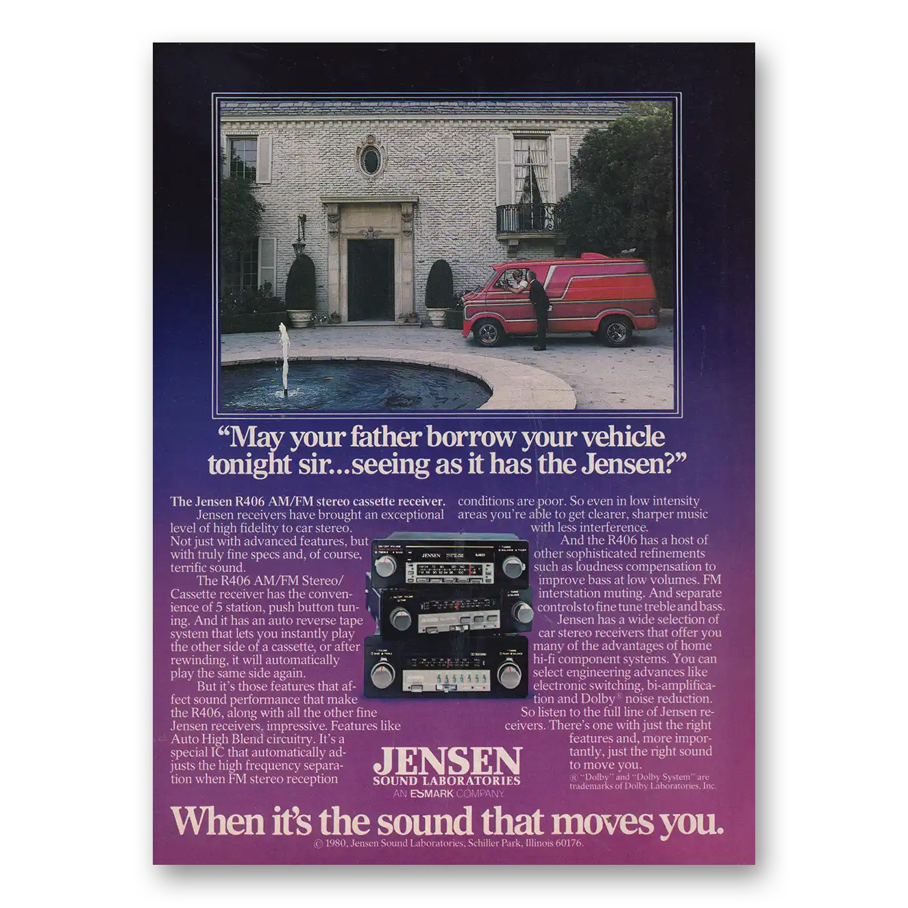 1981 Jensen Car Stereo May Your Father Borrow Your Vehicle Vintage Magazine Print Ad