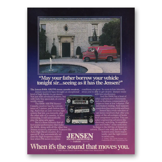 1981 Jensen Car Stereo May Your Father Borrow Your Vehicle Vintage Magazine Print Ad