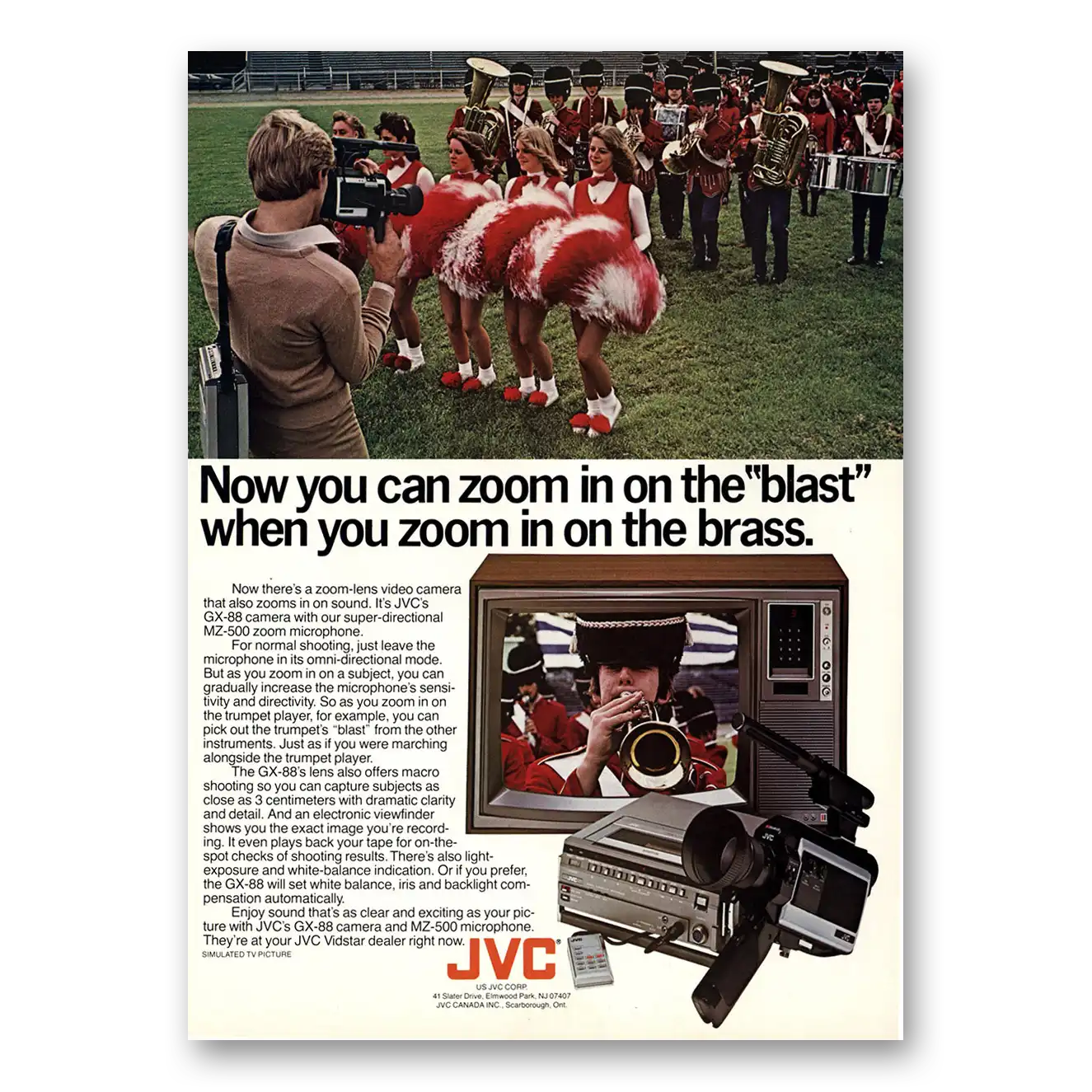 1981 JVC Vidstar Video Camera Zoom In On the Blast Vintage Magazine Print Ad