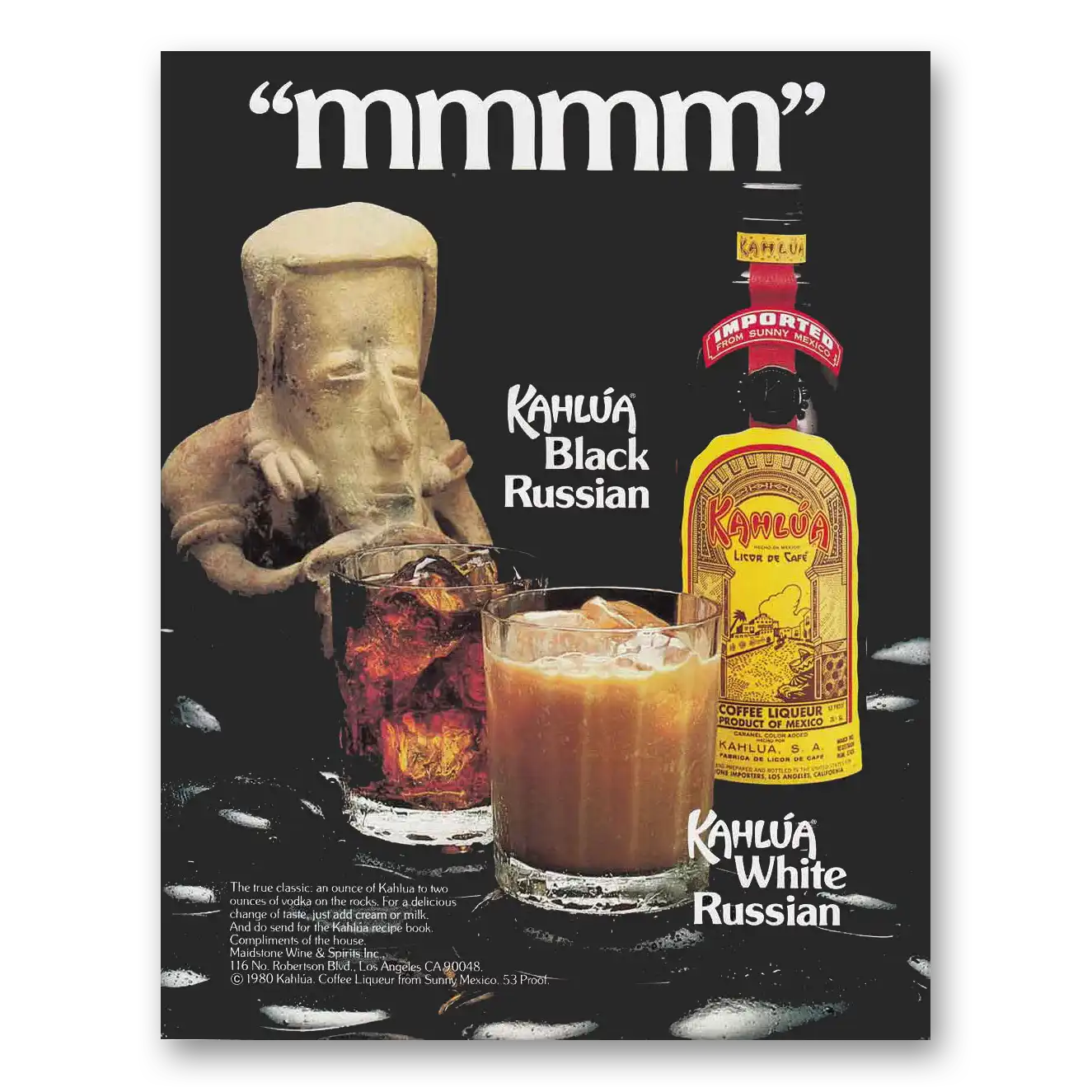 1981 Kahlua Black Russian mmmm Vintage Magazine Print Ad