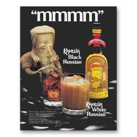 1981 Kahlua Black Russian mmmm Vintage Magazine Print Ad