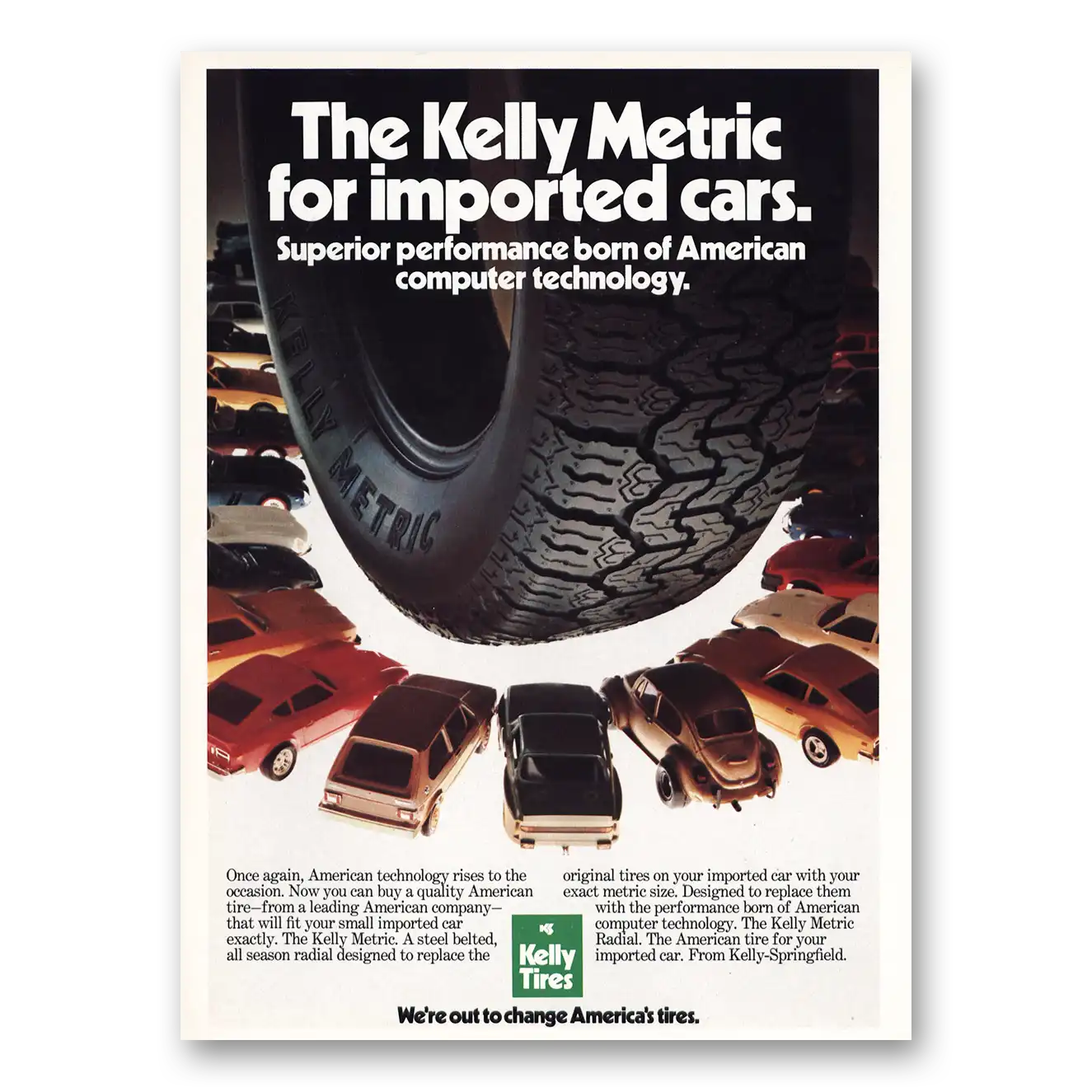 1981 Kelly Springfield Tires Metric Imported Cars Vintage Magazine Print Ad